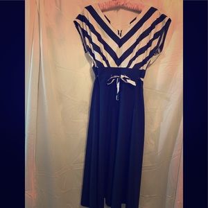 Bettie Page Navy and White Dress